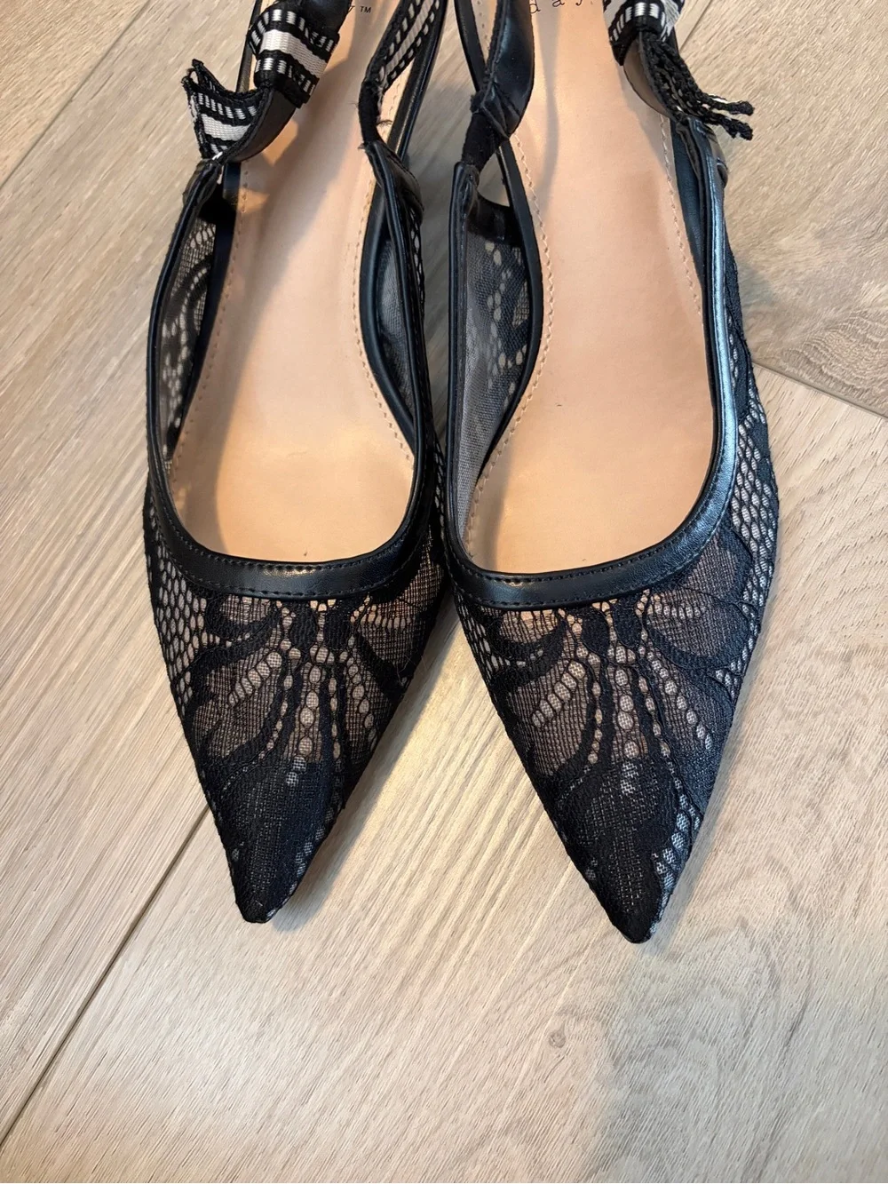 a new day Black Lace Annette Slingback Kitten Heel Pump Size 6.5